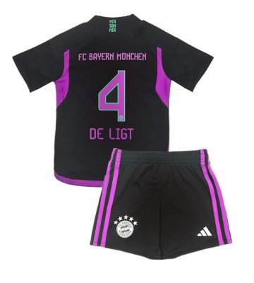 Bayern Munich Matthijs de Ligt #4 Replica Away Stadium Kit for Kids 2023-24 Short Sleeve (+ pants)